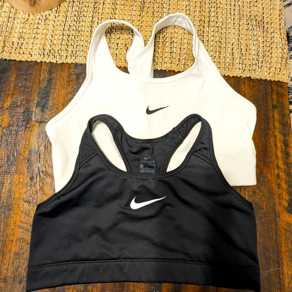 Lot of 2 NIKE dri fit Fit Athletic Sports Bra black and white L XL - Picture 1 of 3